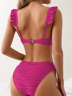 Bikini Push Up con Detalle Recortado y Volantes para Playa