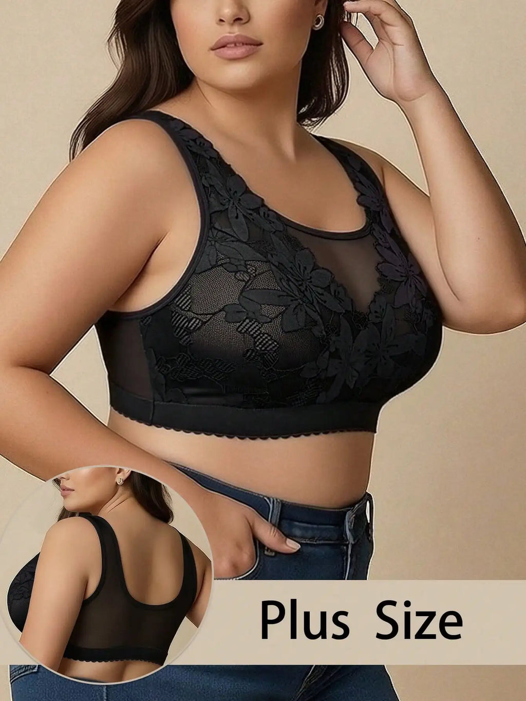 Bralette Blanco de Encaje Floral | Escote V y Tirantes Anchos | Sin Aros para Dormir | Tico Trendy