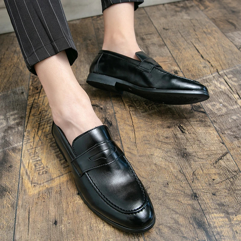 Zapatos de vestir para hombre, mocasines de cuero social, talla grande 48, zapatos de cuero casuales de negocios para hombre, zapatos clásicos de fiesta y oficina para hombre