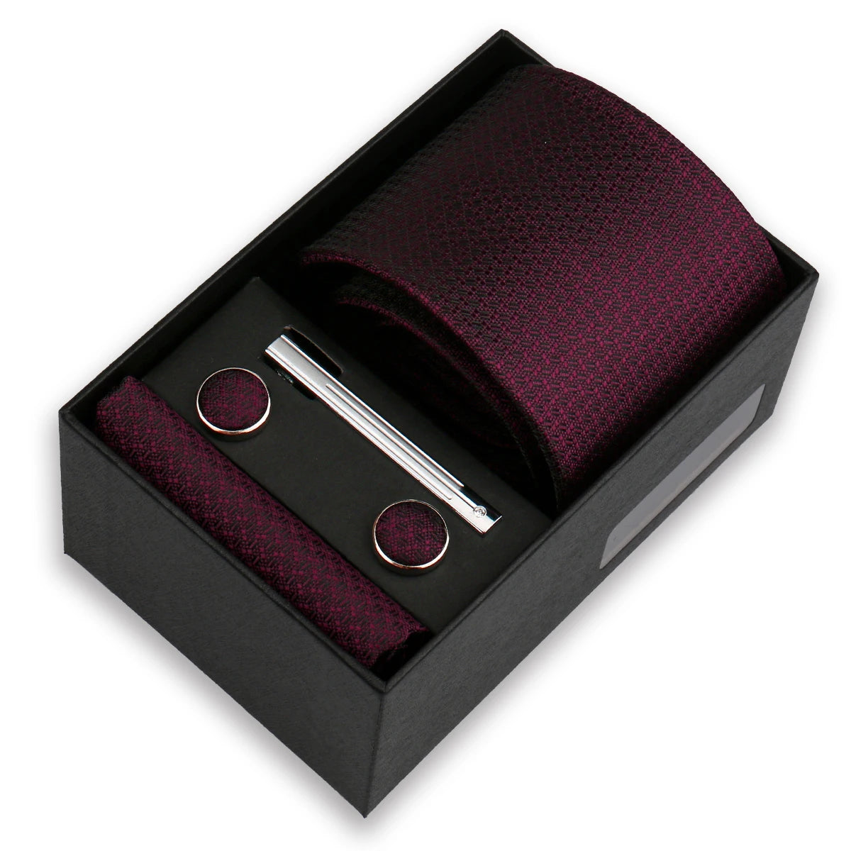 Conjunto De Lujo Corbata Pañuelo Clip Gemelos Accesorio Para Hombres
