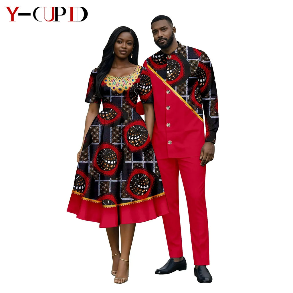 Vestido Apliques Estampado Africano Pareja | Camisa y Pantalón | Tallas S-6XL | Tico Trendy