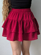 Minifalda Plisada de Gasa | Con Volantes y Pantalones Cortos Internos