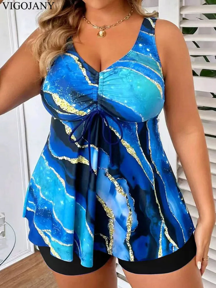 Tankini Estampado de Cintura Alta con Tirantes | 6 Colores