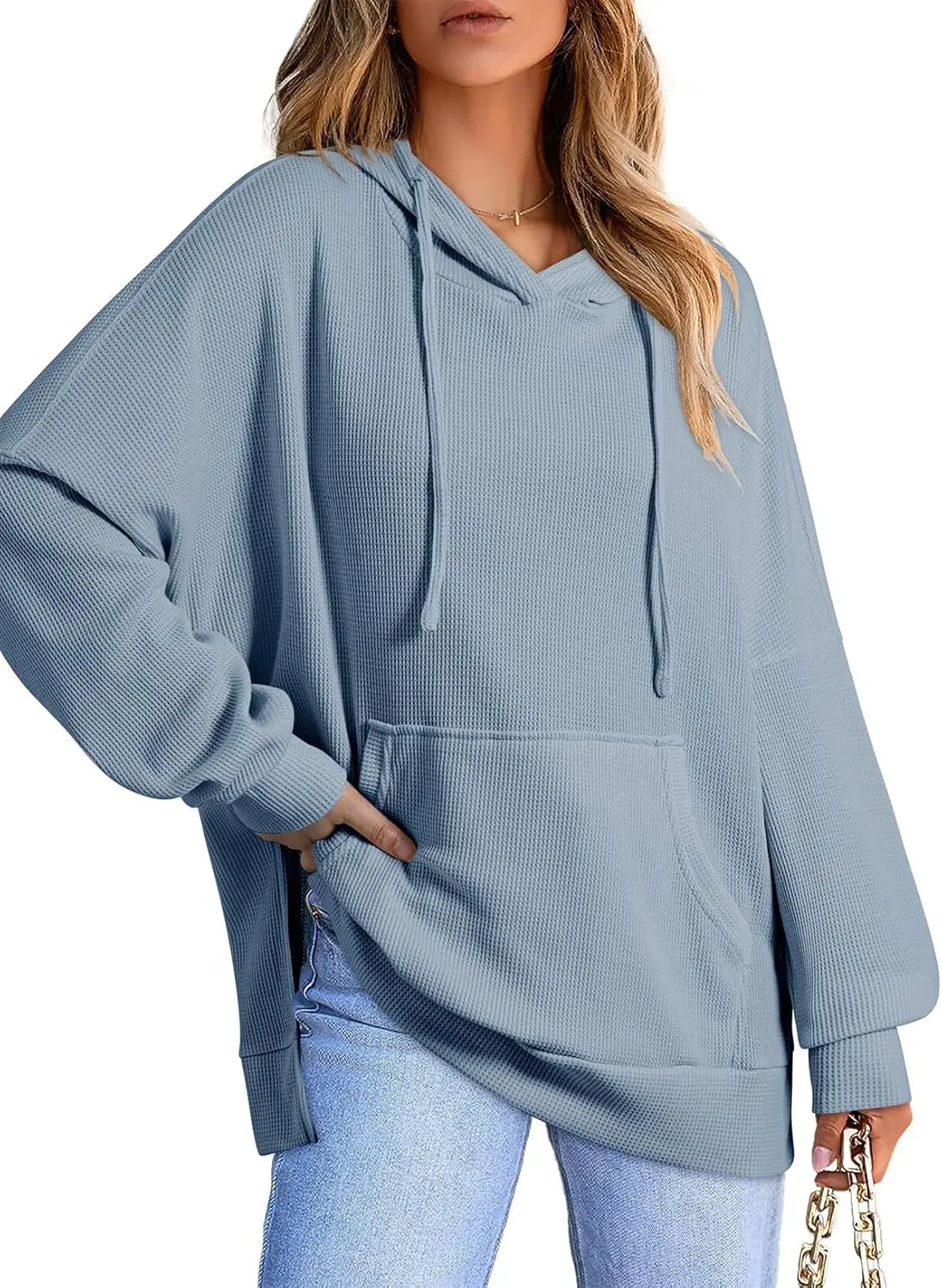 Sudadera Gofres Capucha Plus Size | Manga Larga Bolsillos Estampado Relieve | Tallas 1XL-5XL | Tico Trendy