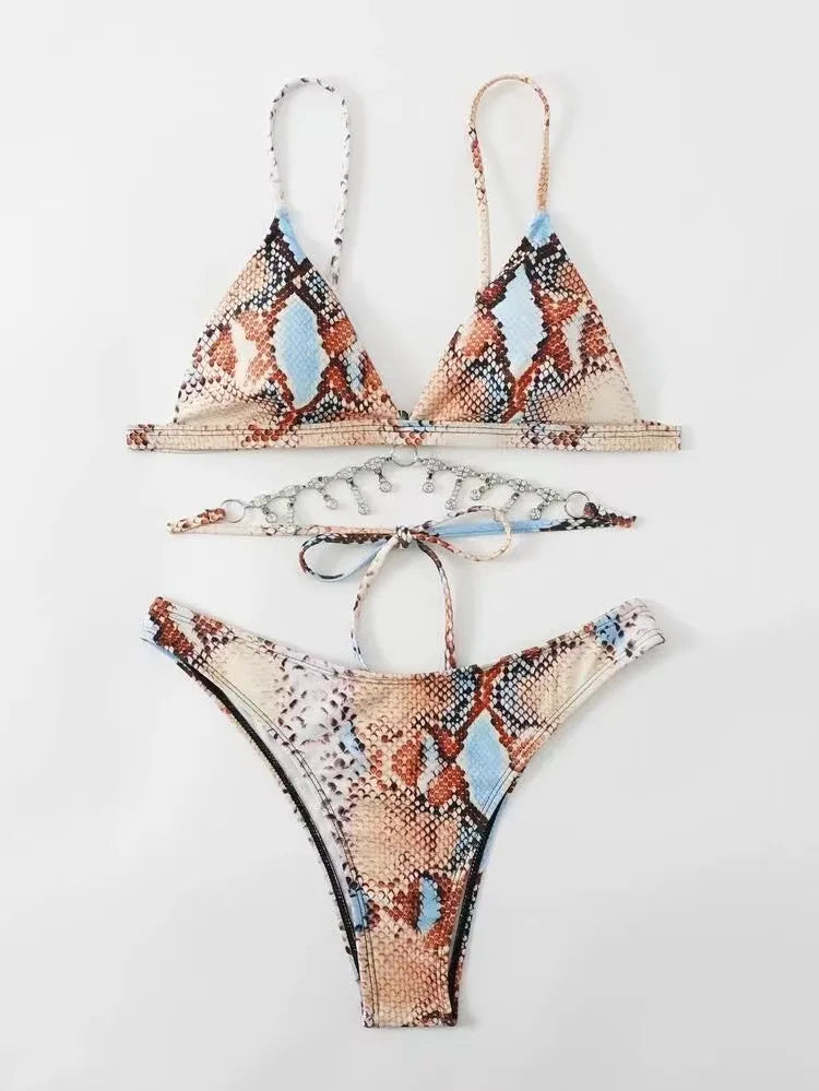 Bikini de Serpiente con Lentejuelas - Traje de Baño Glam para la Arena