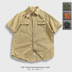 Camisa Informal Hombre | Algodón Retro | Bolsillo Tubo | Manga Corta | Ticotrendy