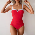 Traje de Baño Sexy de Cuello V y Cintura Alta | Playa