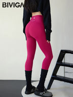 Leggings Piel Tiburón Ciruela | Sensación Desnuda 3D Push Up | Sexy Yoga Fitness PV | Ticotrendy