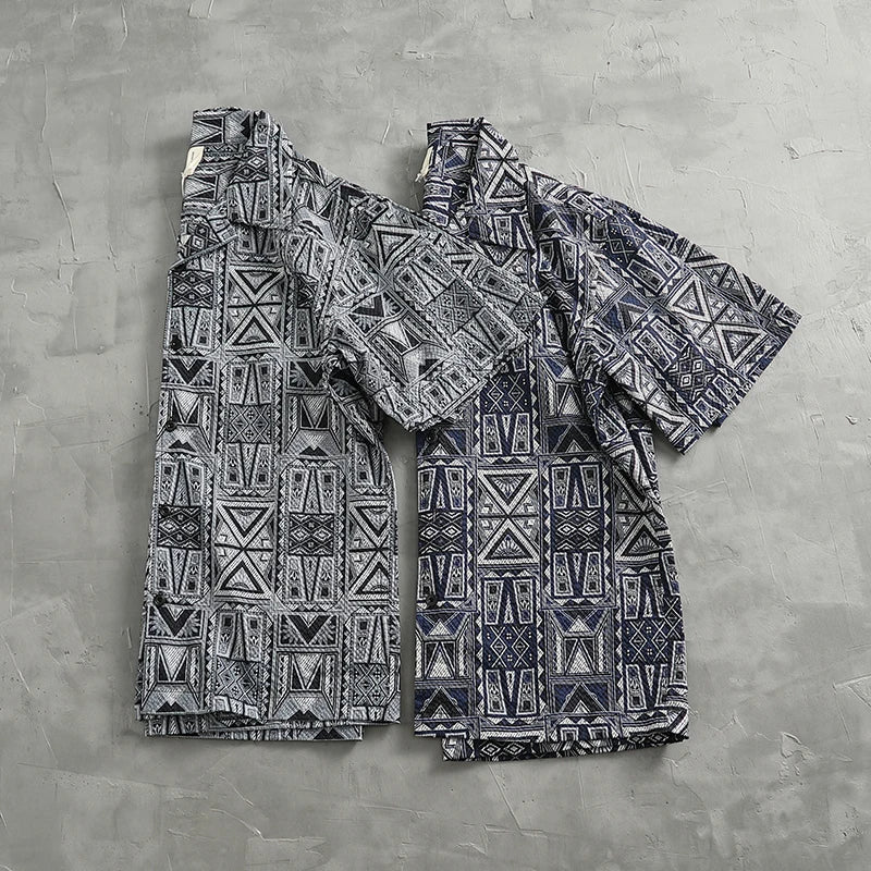 Camisa Hawaiana Hombre | Estampado Geométrico | Manga Corta | Verano | Ticotrendy Costa Rica