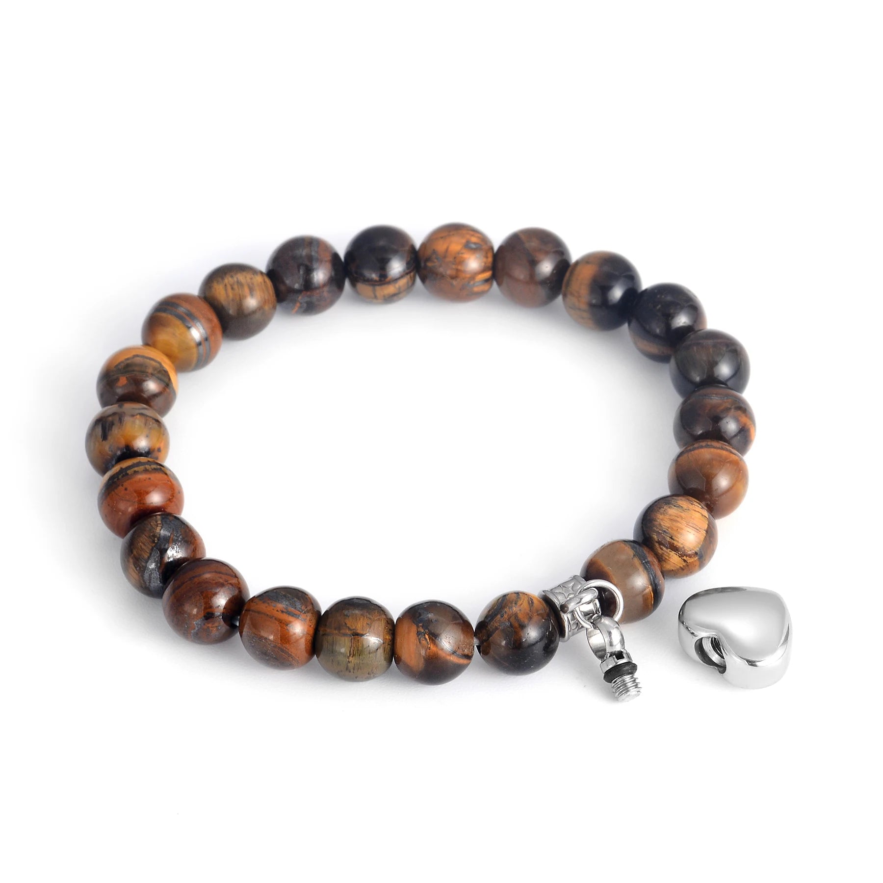 Pulsera de cremación de urna de corazón a la moda, pulsera de piedra Natural para mujeres y hombres, nombre grabado, fecha, regalo de joyería de acero inoxidable
