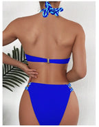 Bikini Push Up Colorblock con Estilo Halter para Playa