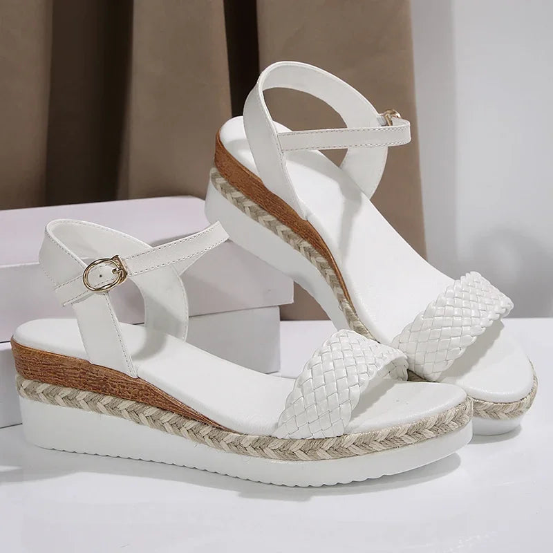 Sandalias Tejidas Tacón Cuña Plataforma Verano | Estilo Casual Costa Rica
