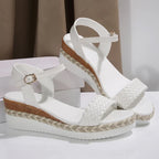 Sandalias Tejidas Tacón Cuña Plataforma Verano | Estilo Casual Costa Rica