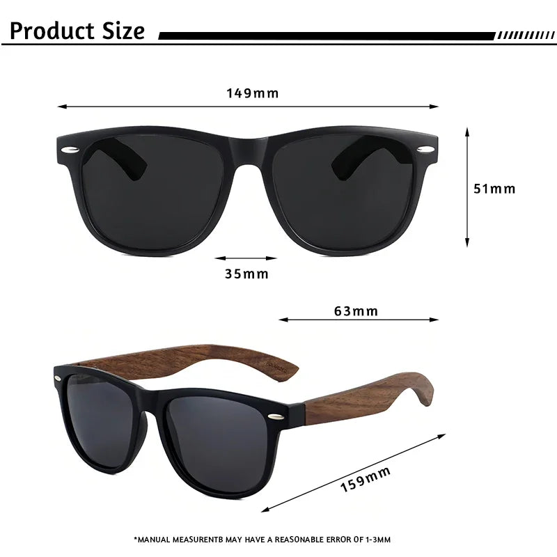 Gafas de Sol CATERSIDE Retro | Madera Natural y Montura TR90 | Lentes Polarizadas Ovaladas