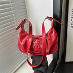 Dulce Bowknot Cool Girls bolsos para las axilas diseño plisado bolso de hombro tipo bandolera para mujer Simple suave Pu bolsos de mano para mujer