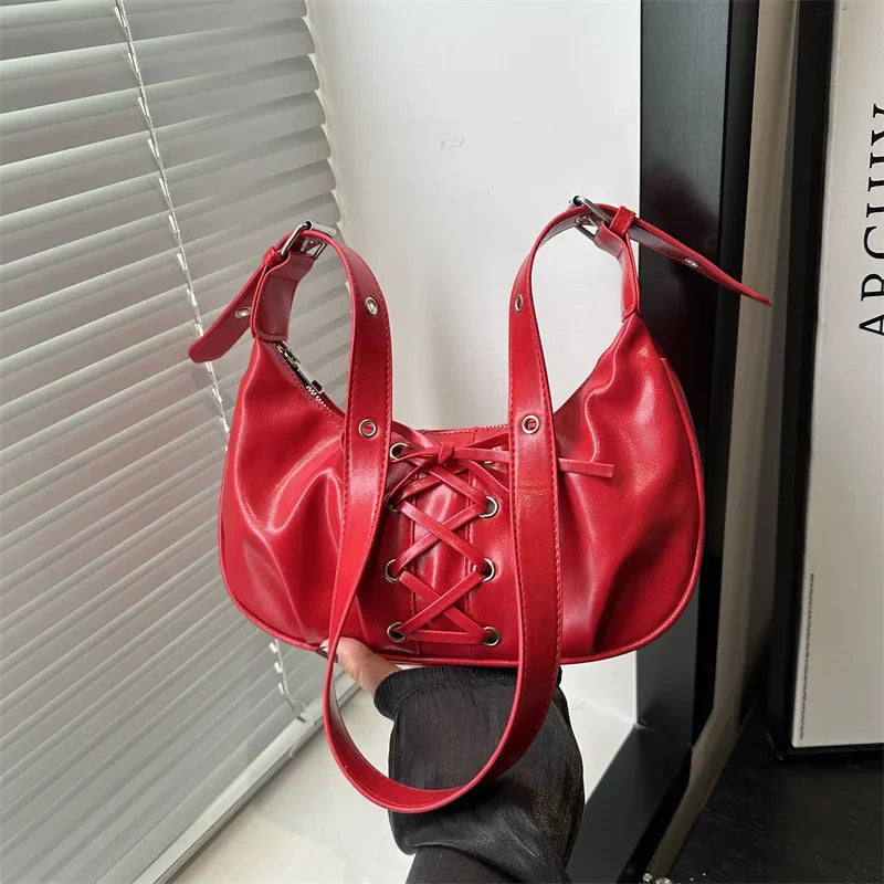 Dulce Bowknot Cool Girls bolsos para las axilas diseño plisado bolso de hombro tipo bandolera para mujer Simple suave Pu bolsos de mano para mujer