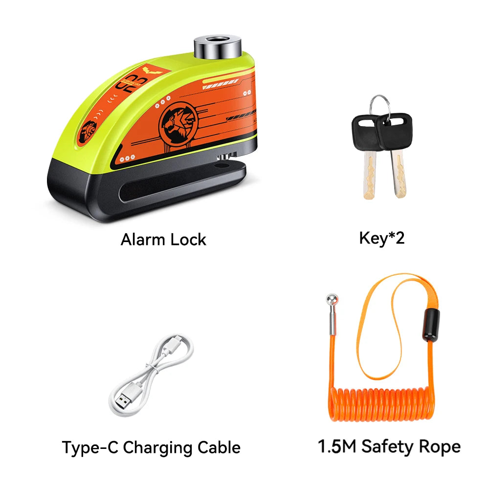 Candado de Disco para Motocicleta | Alarma de 120dB e Impermeable  | Ticotrendy