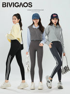 Mallas Piel Tiburón Raya Bolsillo | Cintura Alta Ajustado Fitness | Yoga Ciclismo Correr Otoño | Ticotrendy