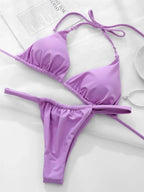 Conjunto de Bikini de Color Liso con Correa para Playa