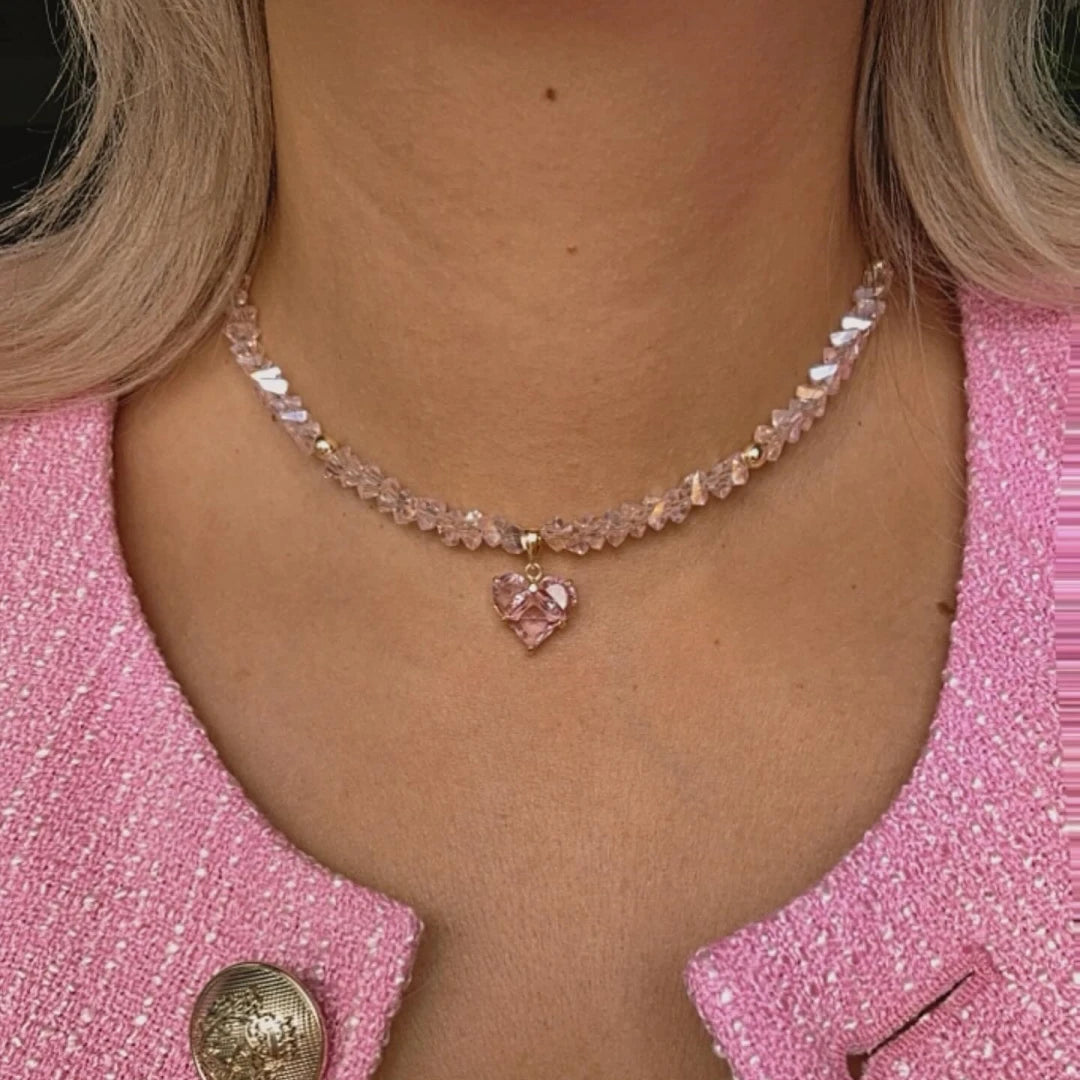 Collar Corazón Circón ∣ Vintage Bohemio Sexy ∣ Cadena Serpiente Cristal
