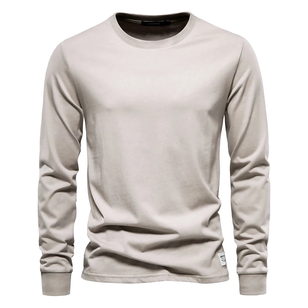 Camiseta Cuello Redondo Color Liso Hombre | Manga Larga Básica | Tallas XS-XXXL | Tico Trendy