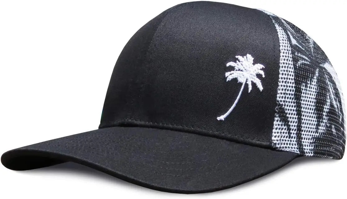 Trucker Cool Designs Transpirable Cocoteros Bordado Béisbol Sombra al aire libre Protección solar Gorra de malla Sombrero para el sol para hombres y mujeres