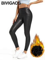 Leggings Piel Sintética Oveja | Realce Cálido Negro | Pantalón de Moda OI | Ticotrendy