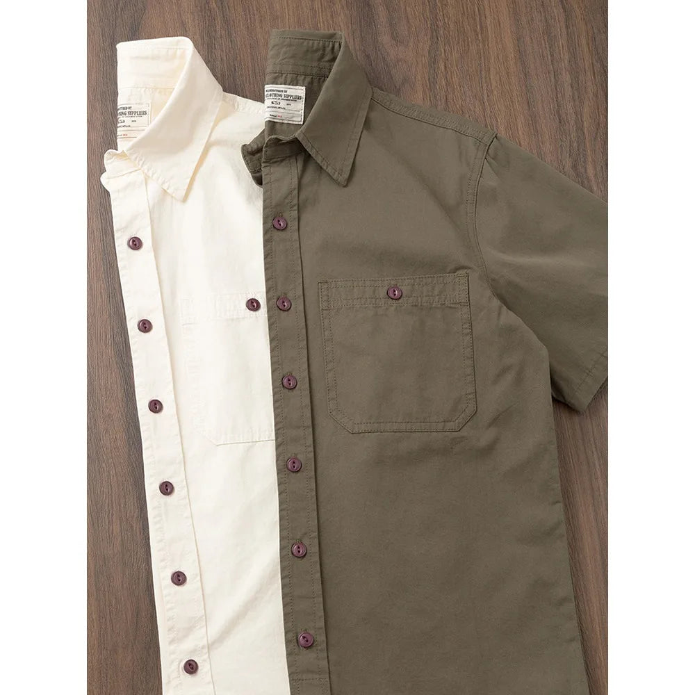 Camisa Casual Hombre | Estilo Retro | Algodón | Manga Corta | Bolsillos | Ticotrendy