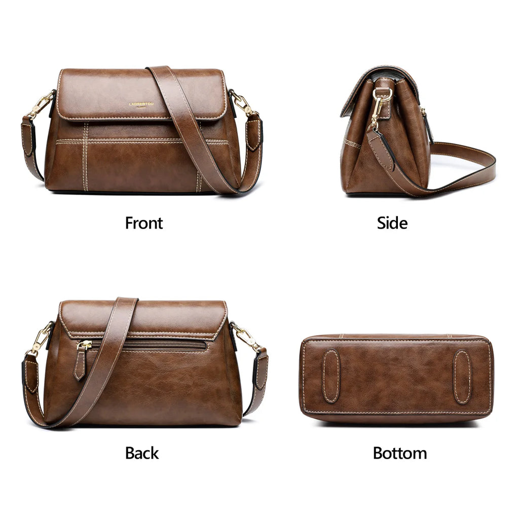 LAORENTOU, bandolera de cuero suave para mujer, moda Retro, bolsos de mensajero de gran capacidad para niña, monederos