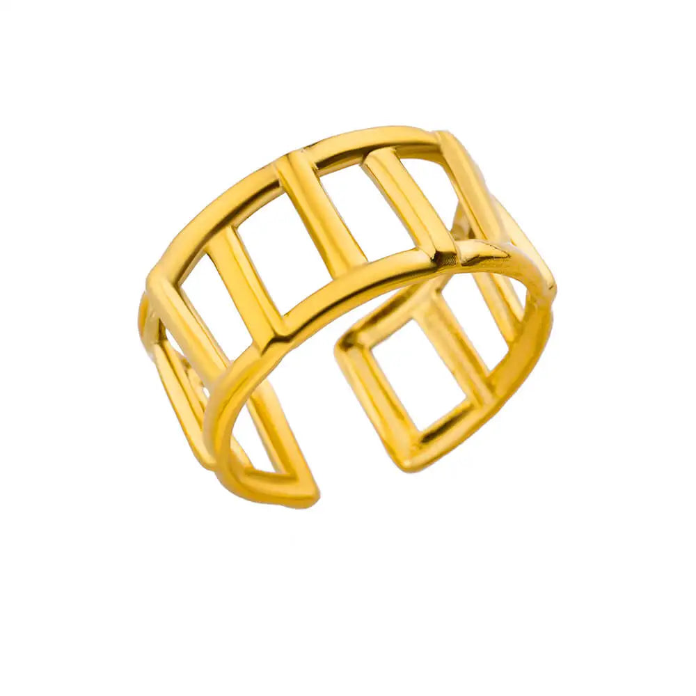 Anillo Trendy Hueco Vintage | Acero Inox | Joyería Pareja Boda | Lujo Y2K