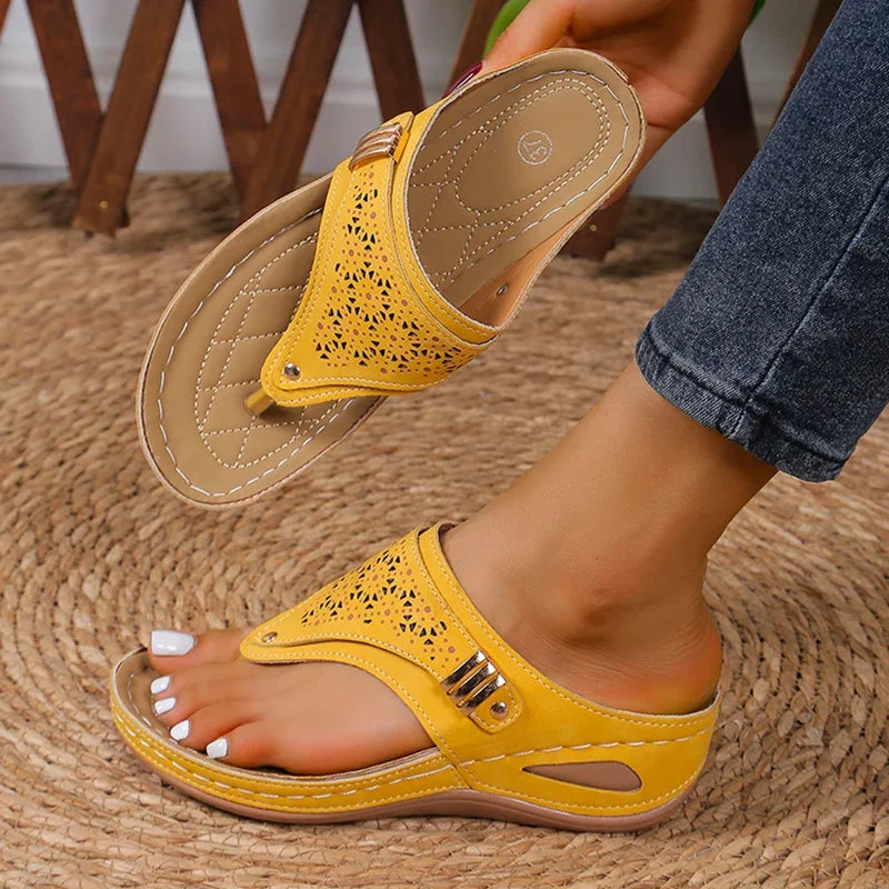 Chanclas de Mujer | Suela Gruesa y Cuña | Estilo Vintage | Ligeras