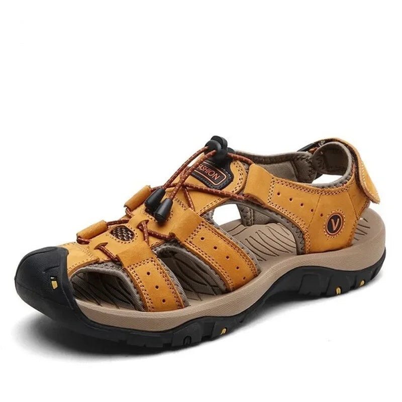Sandalias Cuero Genuino Hombre Ticotrendy Casual Plataforma Hebilla | Moda Lujo Ajustable