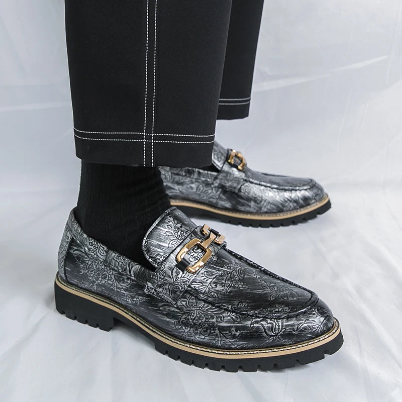 Zapatos Vestir Hombre Estampado Dorado | Negocios Punta Estrecha Antideslizante Formal