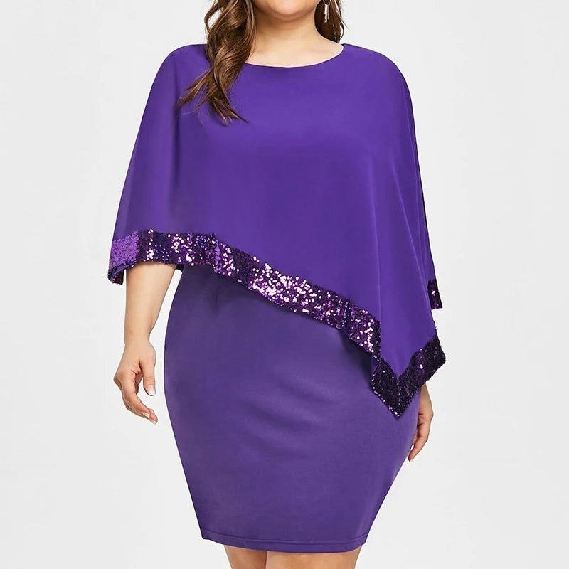 Vestido de Fiesta | Talla Grande | Lentejuelas y Hombros Descubiertos