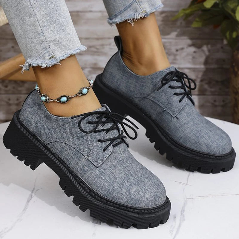 Mocasines Británicos de Retales con Cordones | Plataforma | Punta Redonda | Talla Grande