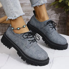Mocasines Británicos de Retales con Cordones | Plataforma | Punta Redonda | Talla Grande