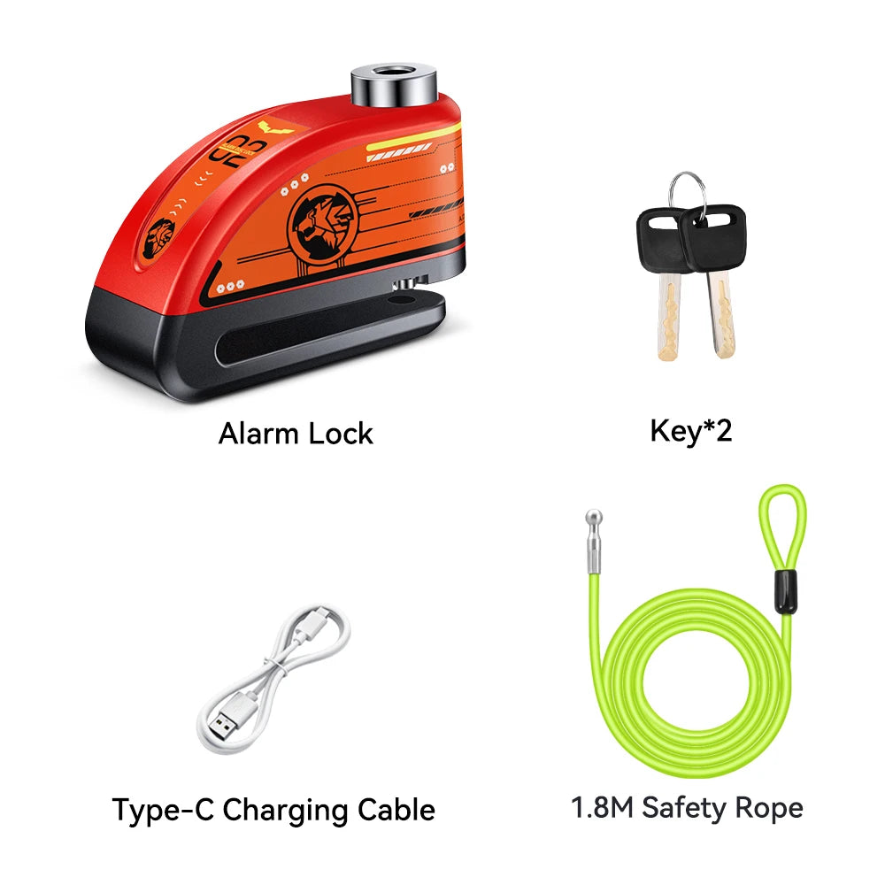 Candado de Disco para Motocicleta | Alarma de 120dB e Impermeable  | Ticotrendy