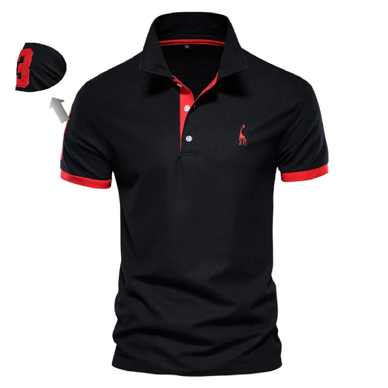 Polo Bordado Ajustado Hombre | Color Sólido Manga Corta | Tallas XS-5XL | Tico Trendy