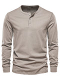 Camisa Henley Botones Algodón Hombre | Manga Larga Informal | Tallas XS-5XL | Tico Trendy