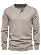 Camisa Henley Botones Algodón Hombre | Manga Larga Informal | Tallas XS-5XL | Tico Trendy
