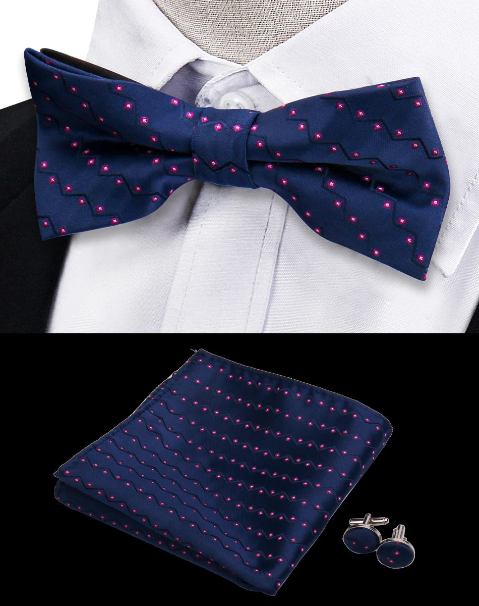 Conjunto Pajarita Pañuelo Gemelos Estilo Novedad Elegancia Pura Vida
