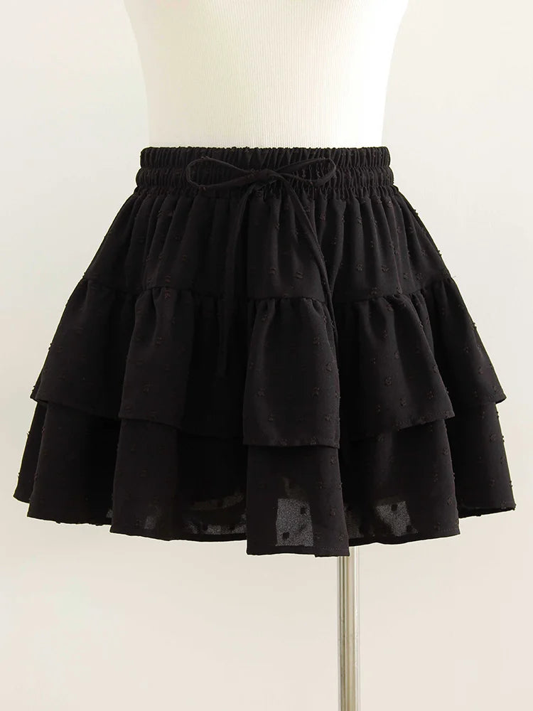Minifalda Plisada de Gasa | Con Volantes y Pantalones Cortos Internos