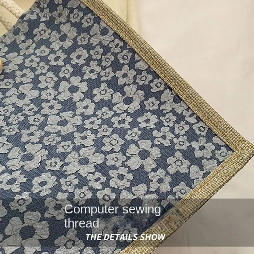 Bolso de Mano de Lino Simple con Cremallera, Gran Capacidad y Estilo Fresco