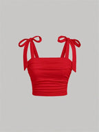 Top corto ajustado con tirantes anchos fruncidos y hombros descubiertos para mujer, ropa de verano 2024 Y2K, camisola rosa sin espalda, ropa de calle
