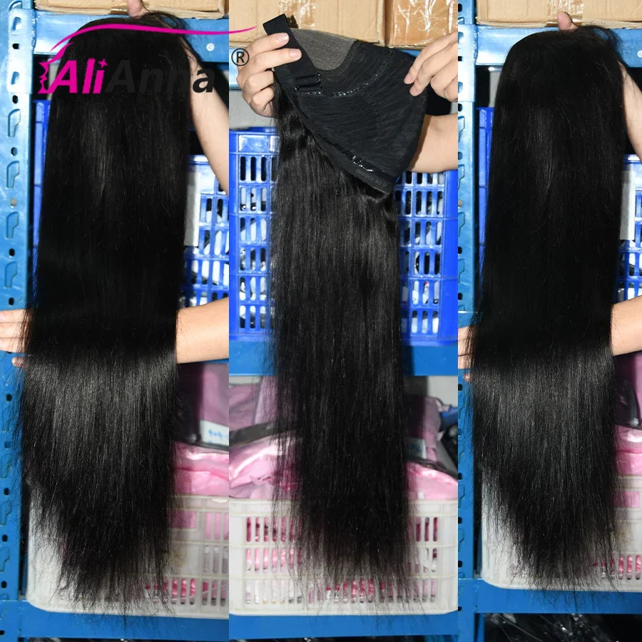 24 26 28 pulgadas Wear And Go pelucas de cabello humano sin pegamento para mujeres listas para usar peluca brasileña recta precortada de encaje 4x4 con cierre