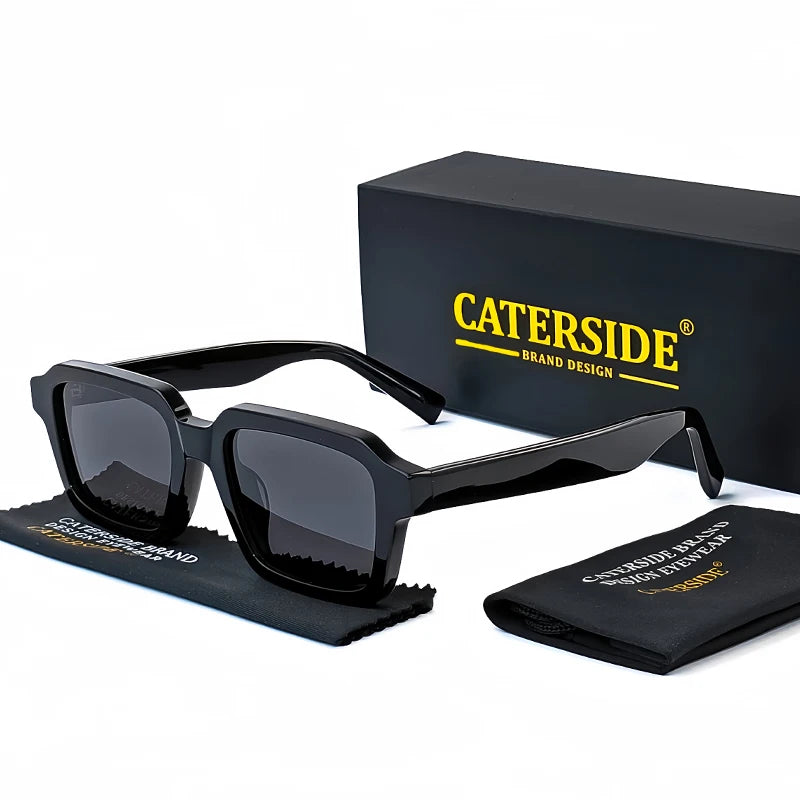 Gafas de Sol Polarizadas Caterside | Retro Cuadradas | Montura de Acetato | Unisex