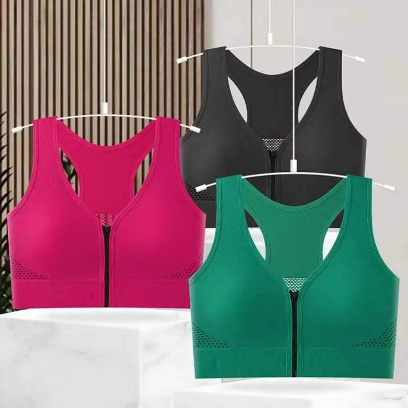 Top Deportivo Cremallera Frontal | Cuello V | Acolchado Sin Costuras | Ticotrendy
