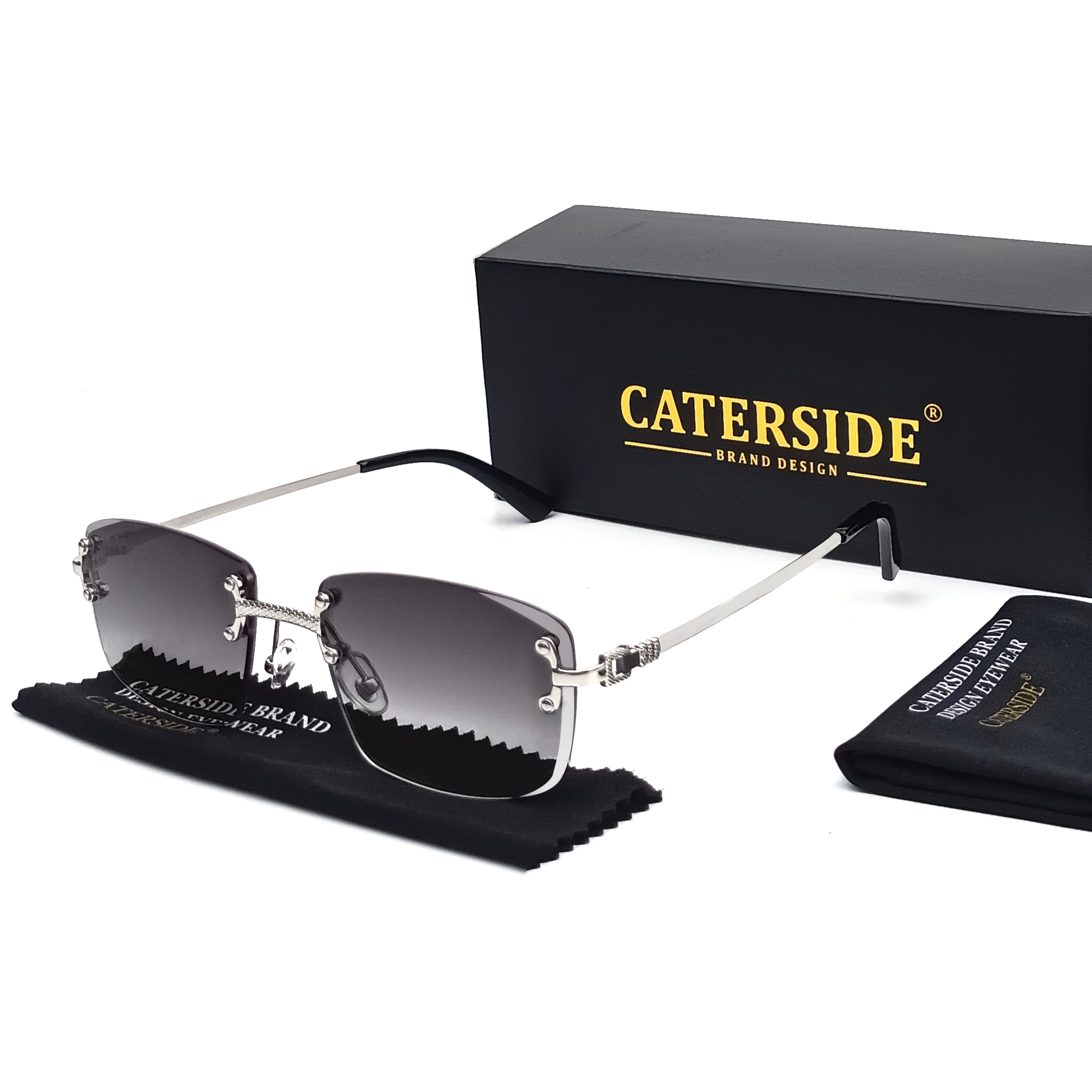 Gafas de Sol CATERSIDE | Cobre y Lentes Degradados Azules | Cuadradas Sin Montura | Lujo Unisex