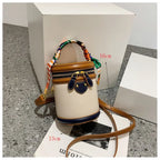 Exquisito bolso tipo cubo de cuero PU para mujer, nuevo cilindro, bolso de mano portátil, bolso de hombro tipo bandolera de gran capacidad para compras de viaje