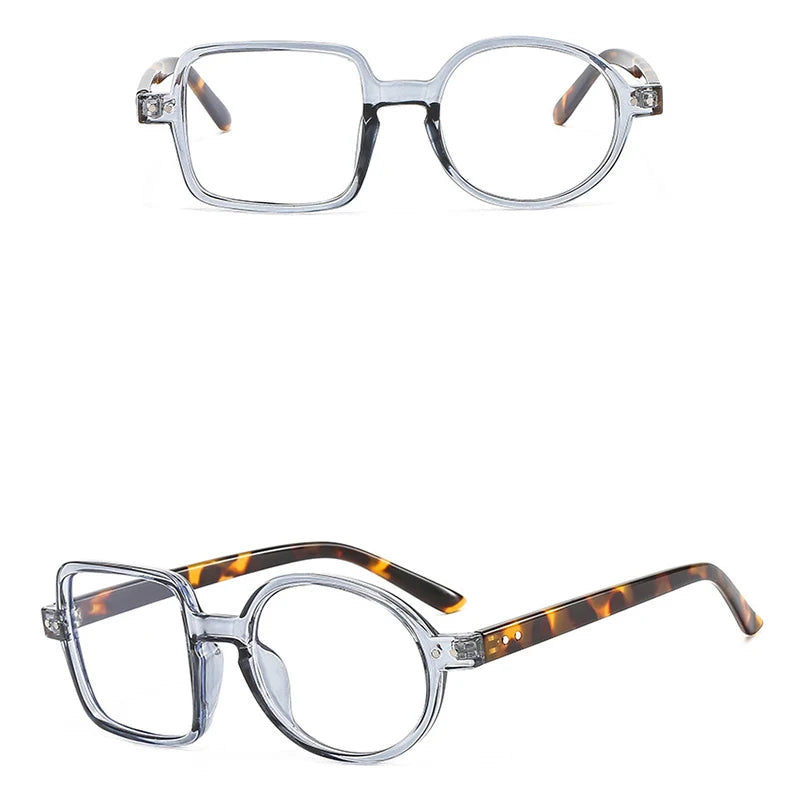 Montura Gafas Asimétricas Retro Redondas Cuadradas | Lentes Transparentes Unisex Ópticas